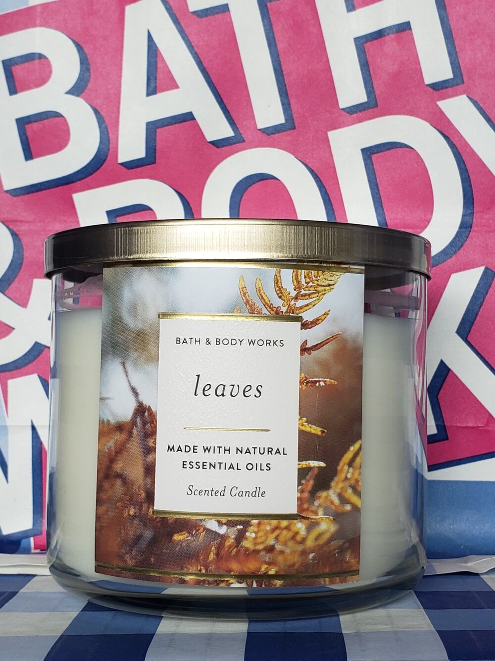 BBW Leaves Large 3 Wick Candle Holiday Home Fragrance Decor